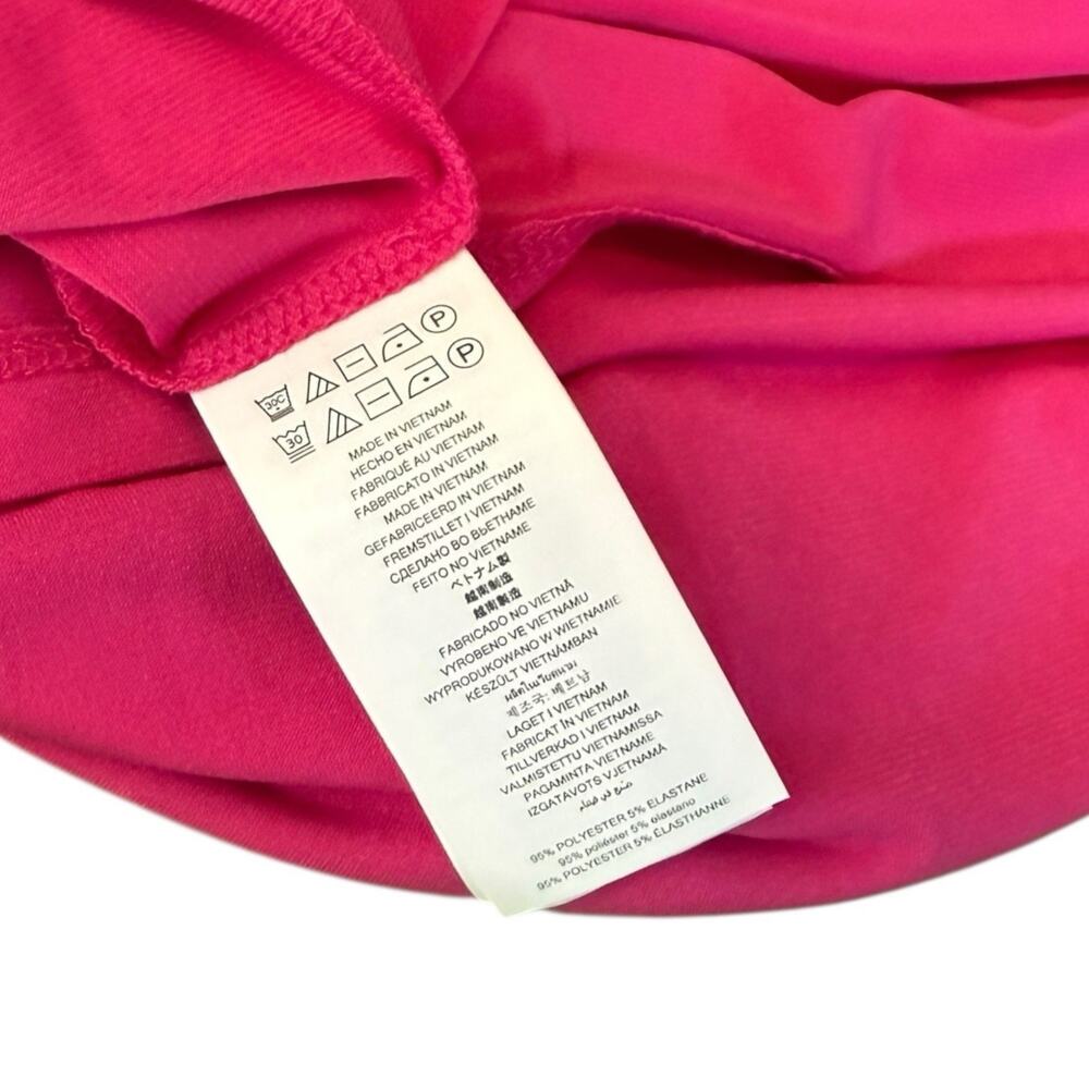 Michael Kors Women Midi Dress Fuscia Halter Neck Asym Hem Gold Trim Sz Med NWT - Picture 6 of 8